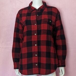 Natural Reflections Red Plaid Sherpa Lined Button Up Jacket size Small